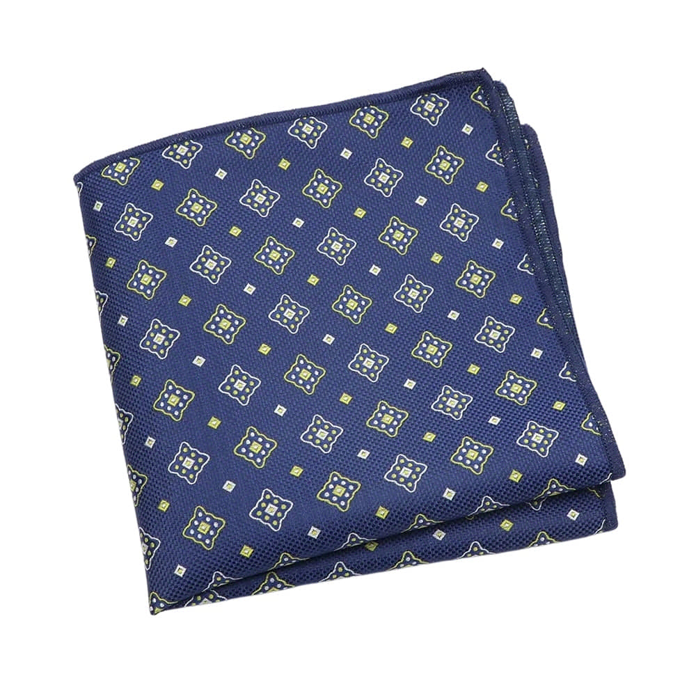 Blue Yellow Geometric Pocket Square