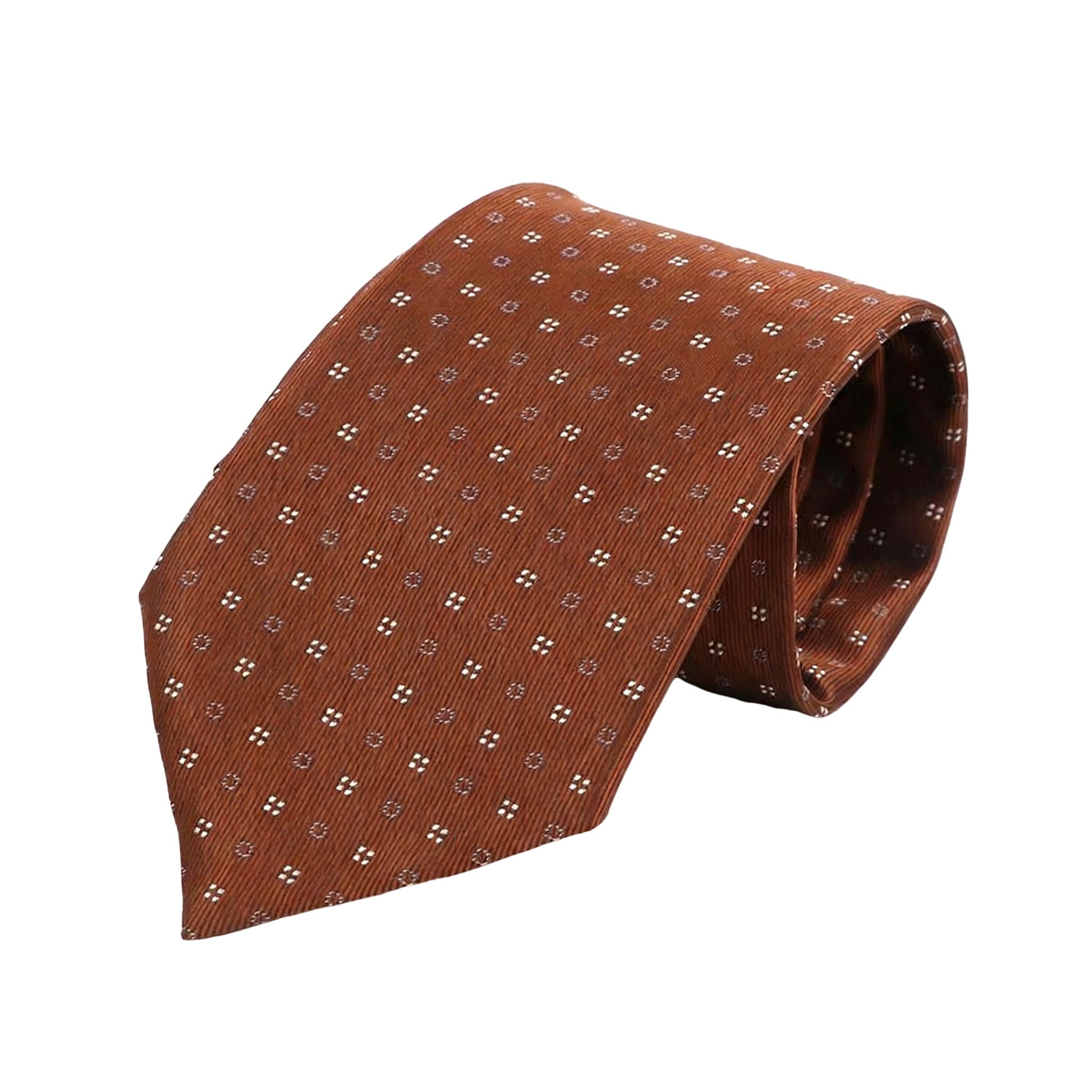 Brown White Dotted Necktie