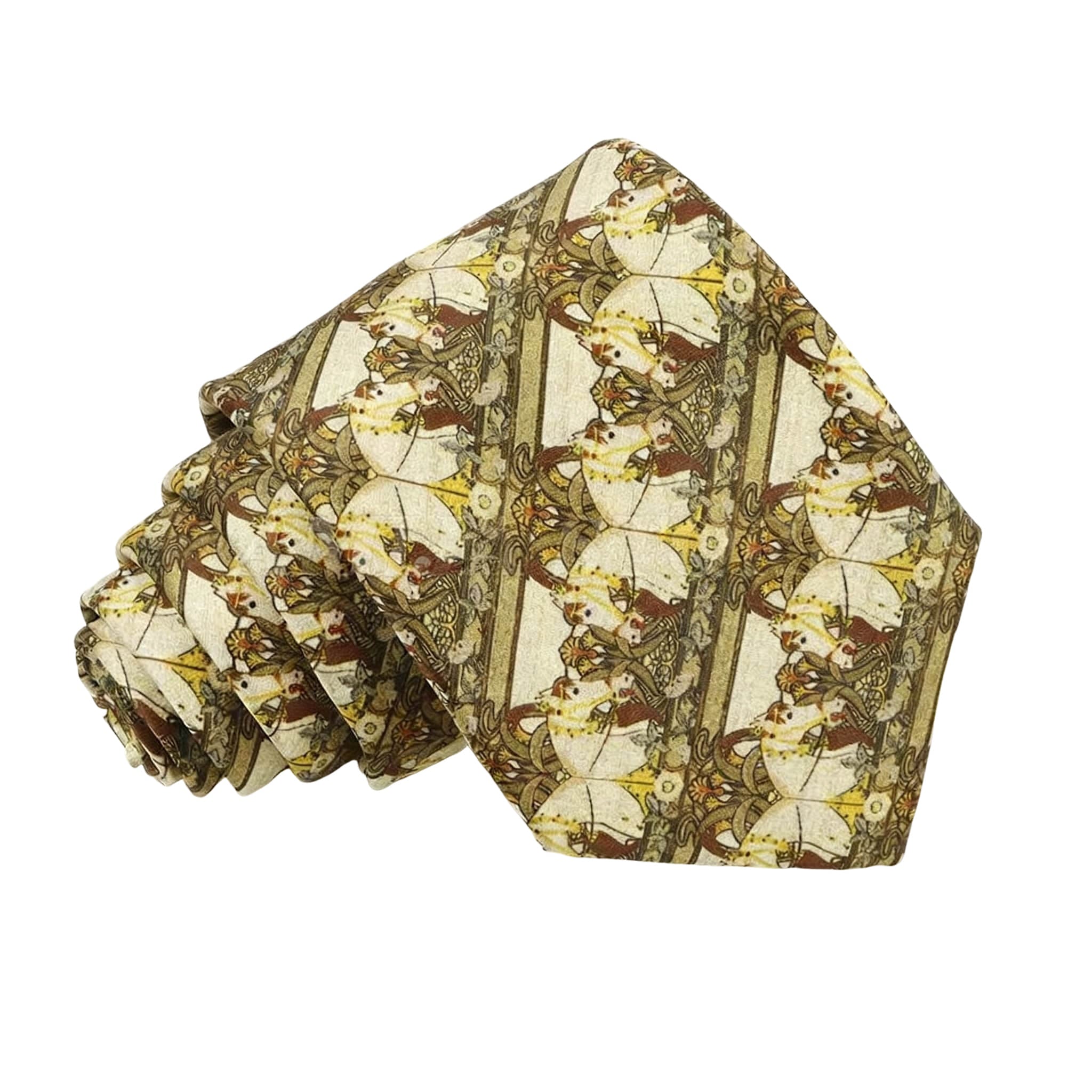 Beige Brown Art Nouveau Necktie