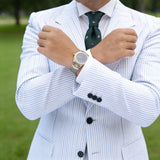 Dark Green With White Crescent Blue Dot Necktie