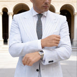 Gray with Orange & Blue Pattern Necktie