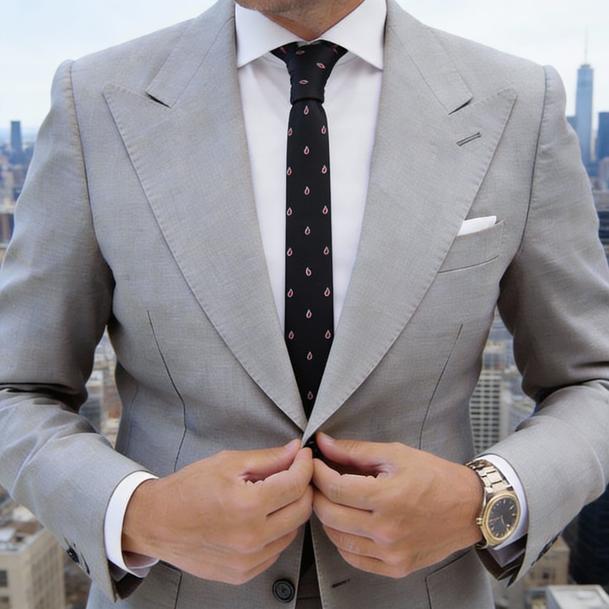 Black Necktie With Red Teardrop