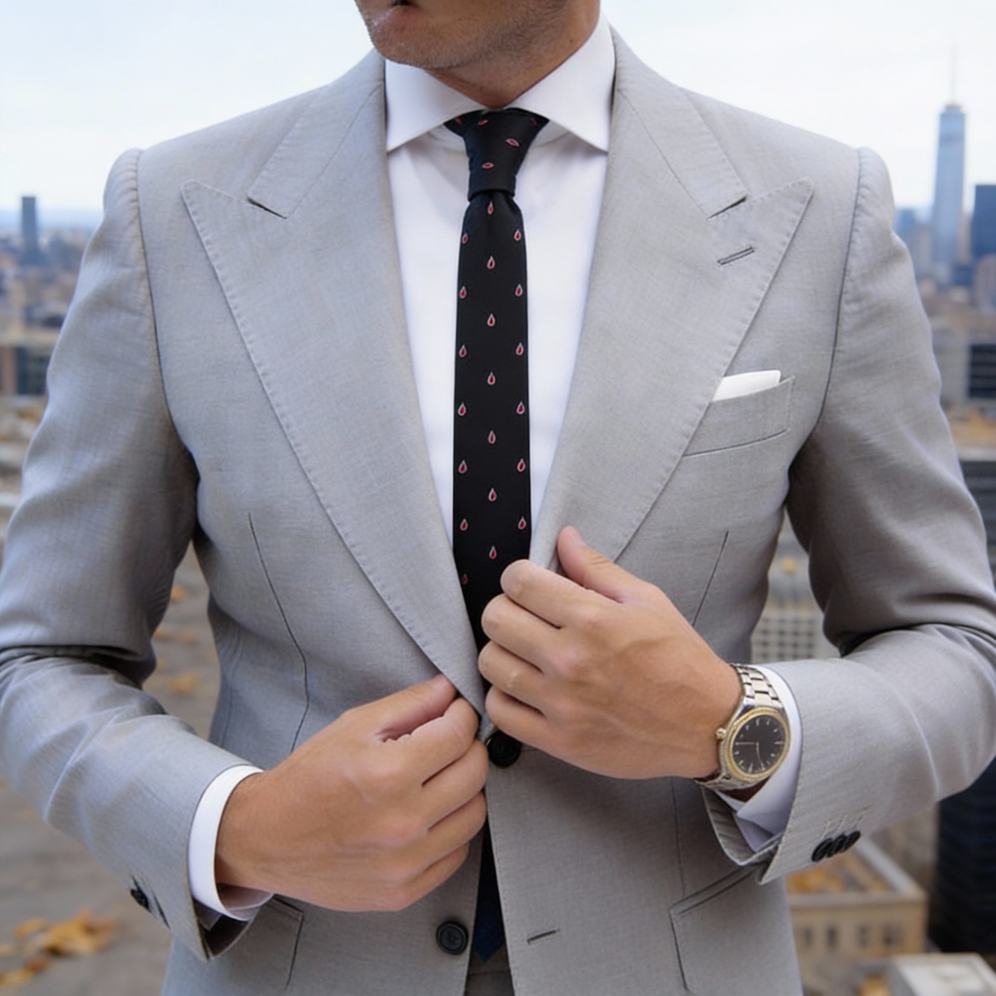 Black Necktie With Red Teardrop