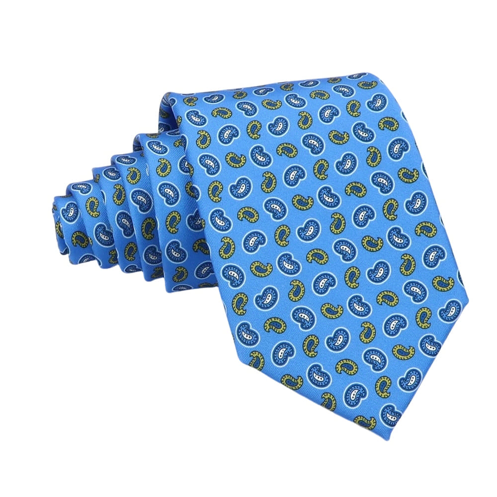 Light Blue Yellow Paisley Necktie