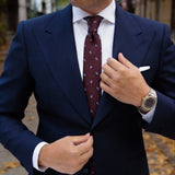 Burgundy With White And Blue Paisley Necktie