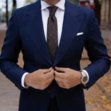 Brown With White Polka Dots And Stripes Necktie