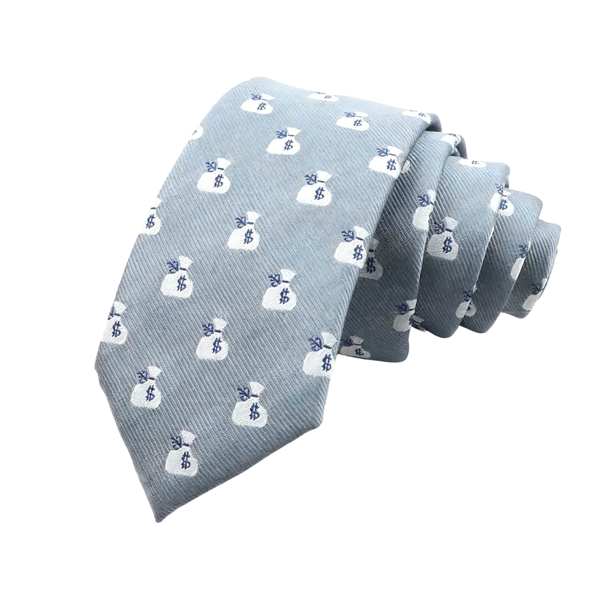 Gray White Money Bag Necktie