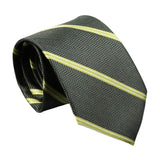 Dark Green Yellow Striped Necktie