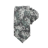 Gray White Floral Necktie