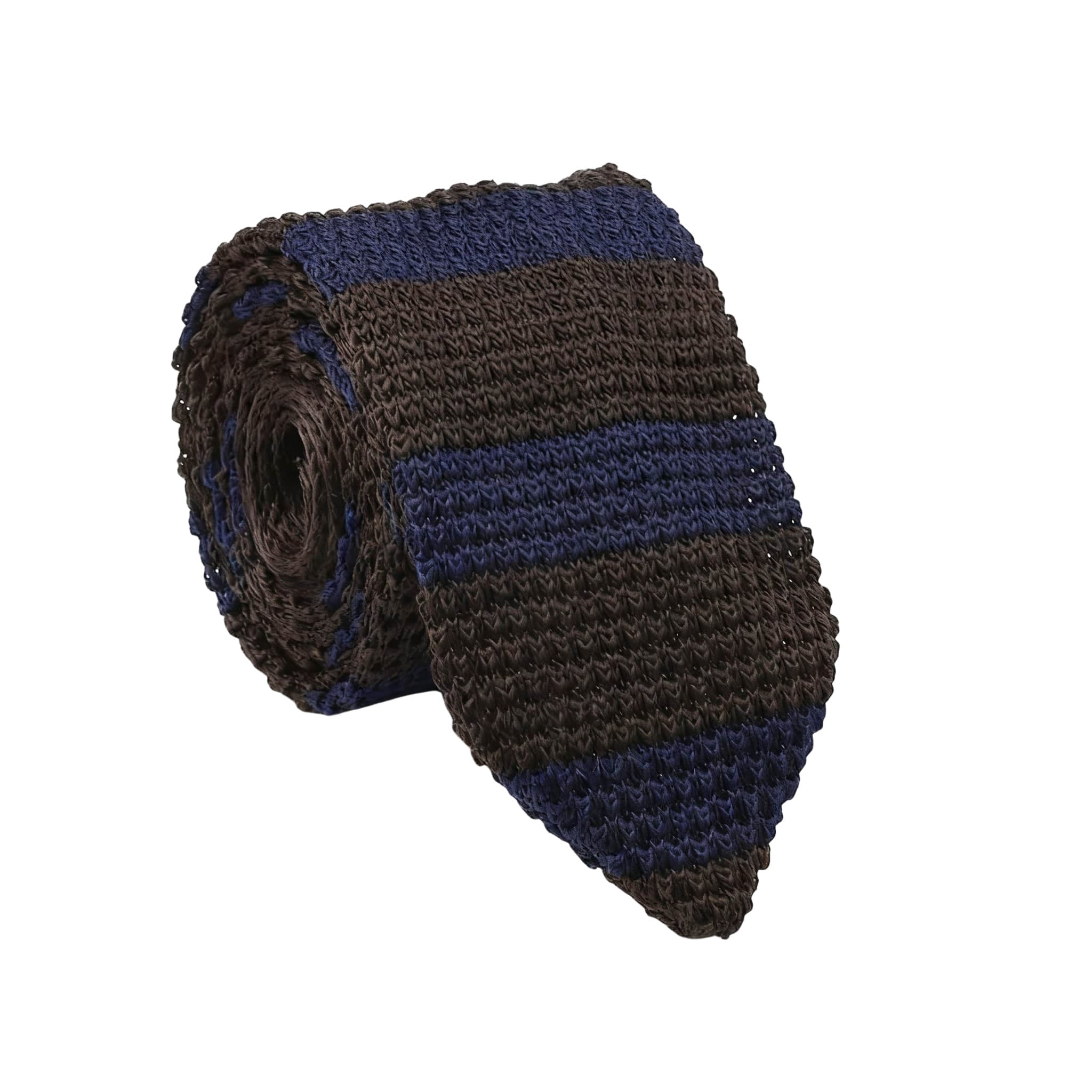 Brown Blue Striped Necktie