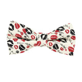 Beige Red Lips Bow Tie