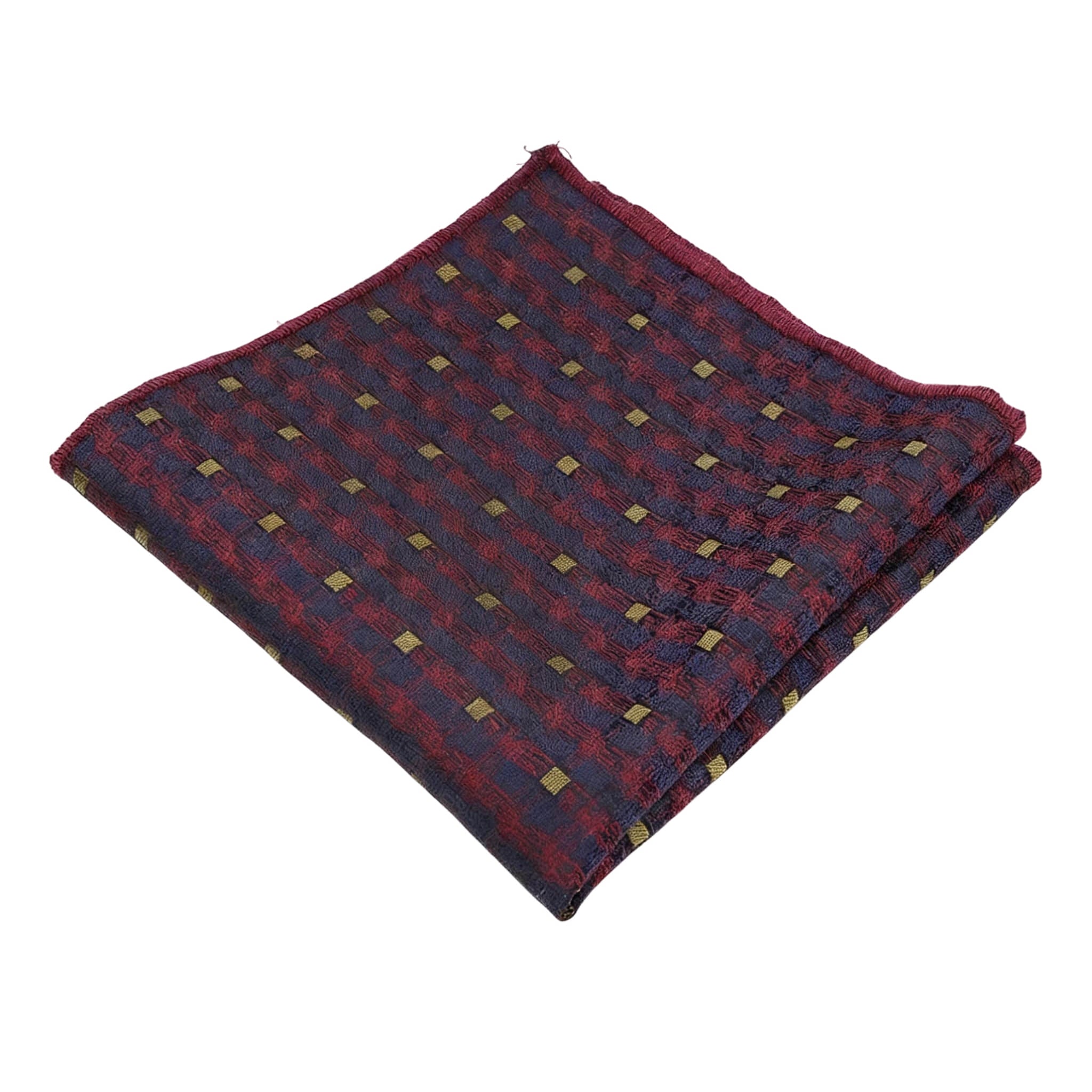 Burgundy Gold Plaid Pocket Square