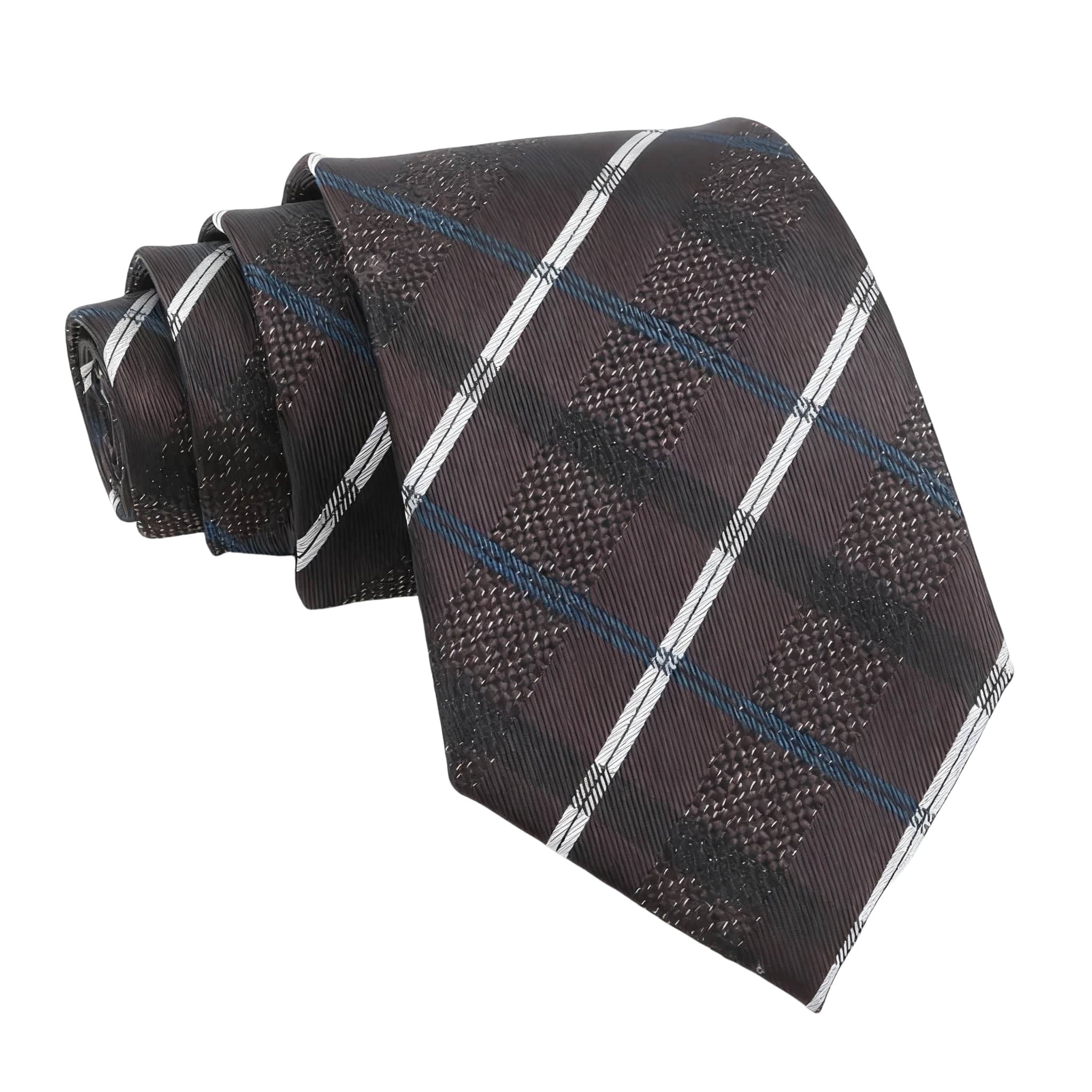 Brown White Plaid Necktie