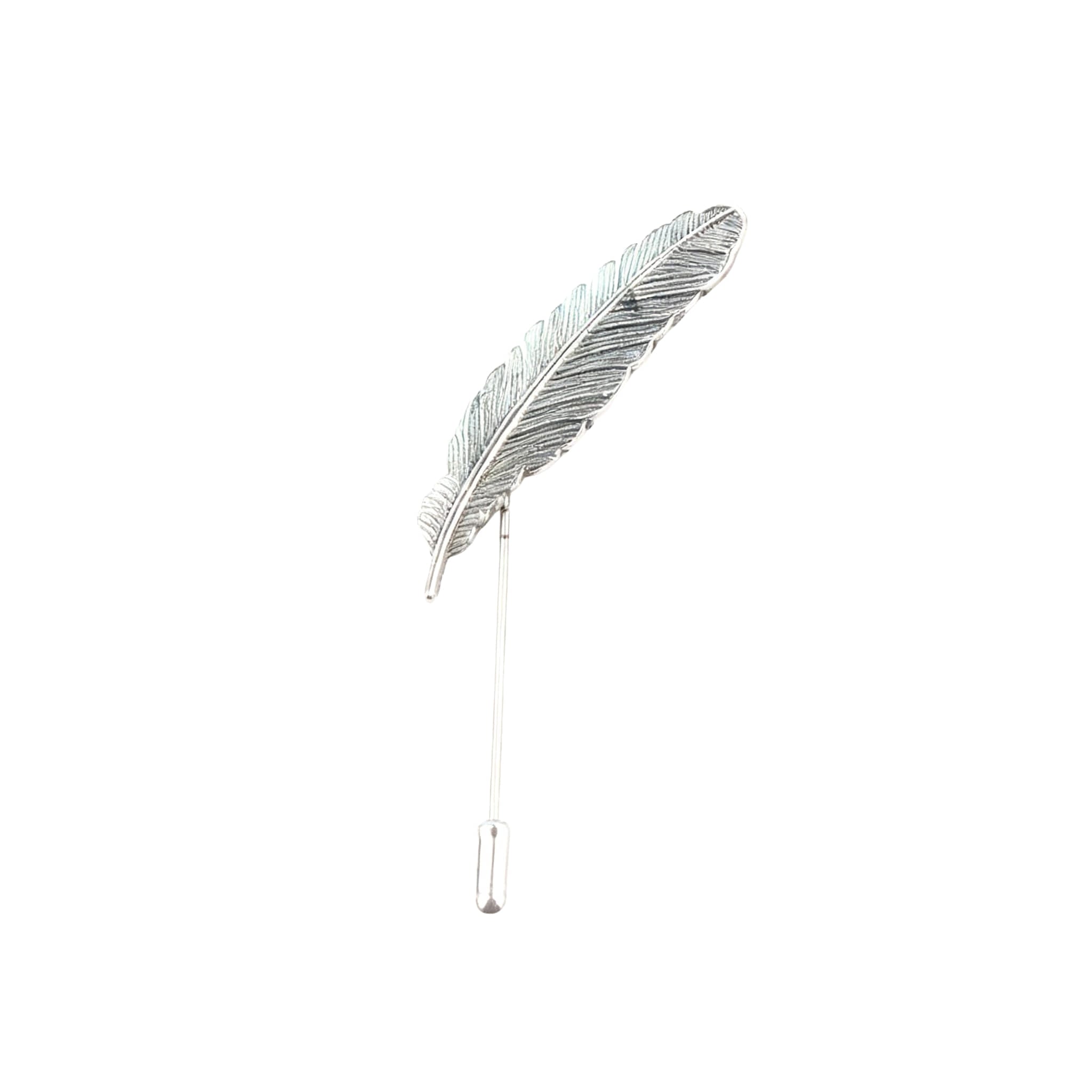 Silver Gray Feather Lapel Pin