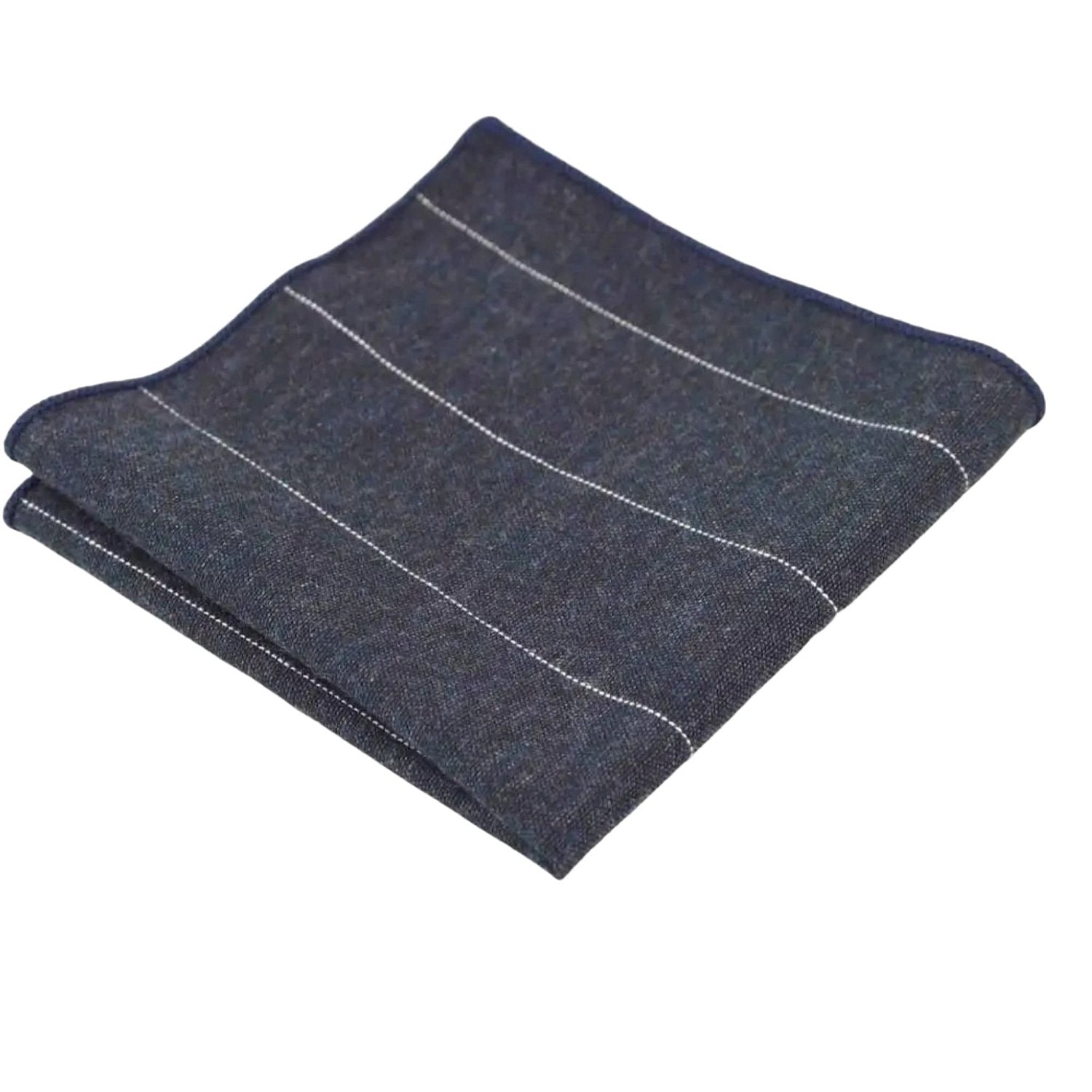 Navy Blue with White Stripe Pocket Square