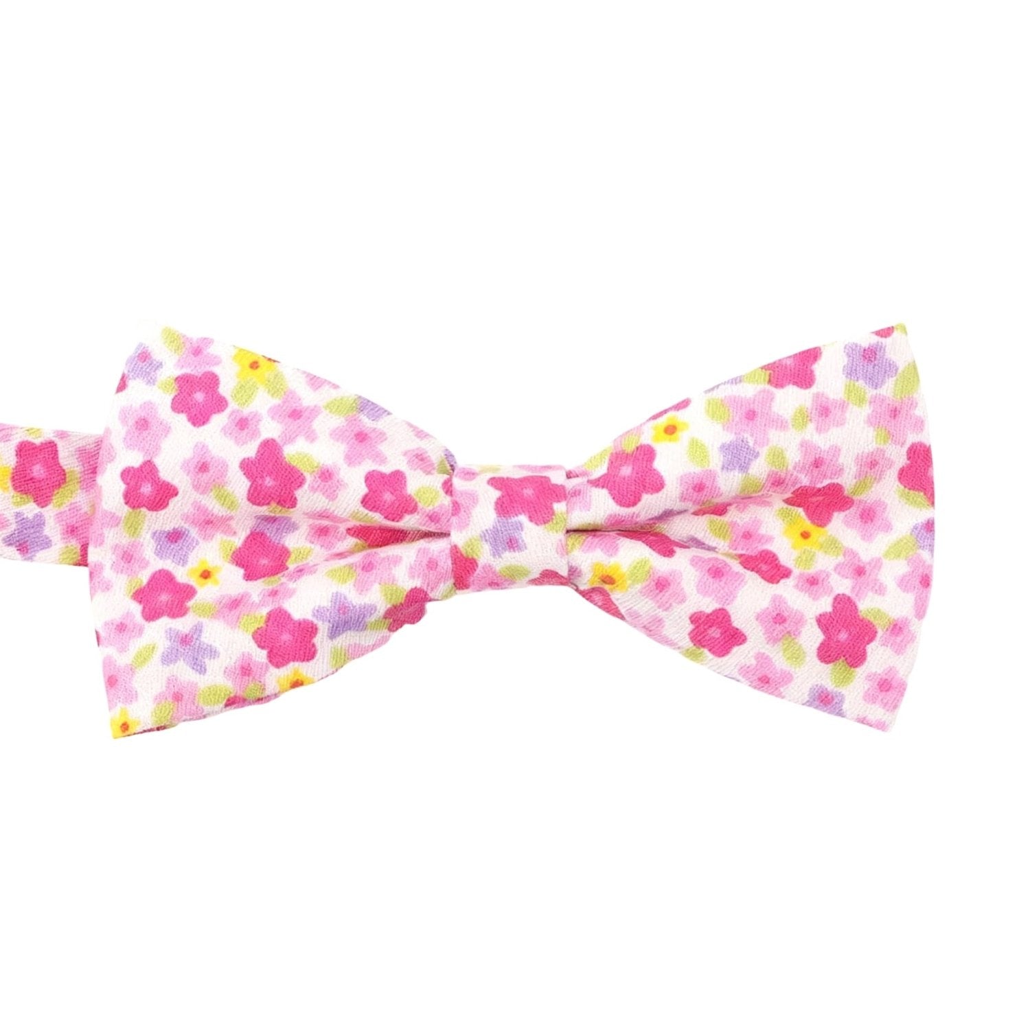 White with Pink Floral Bowtie