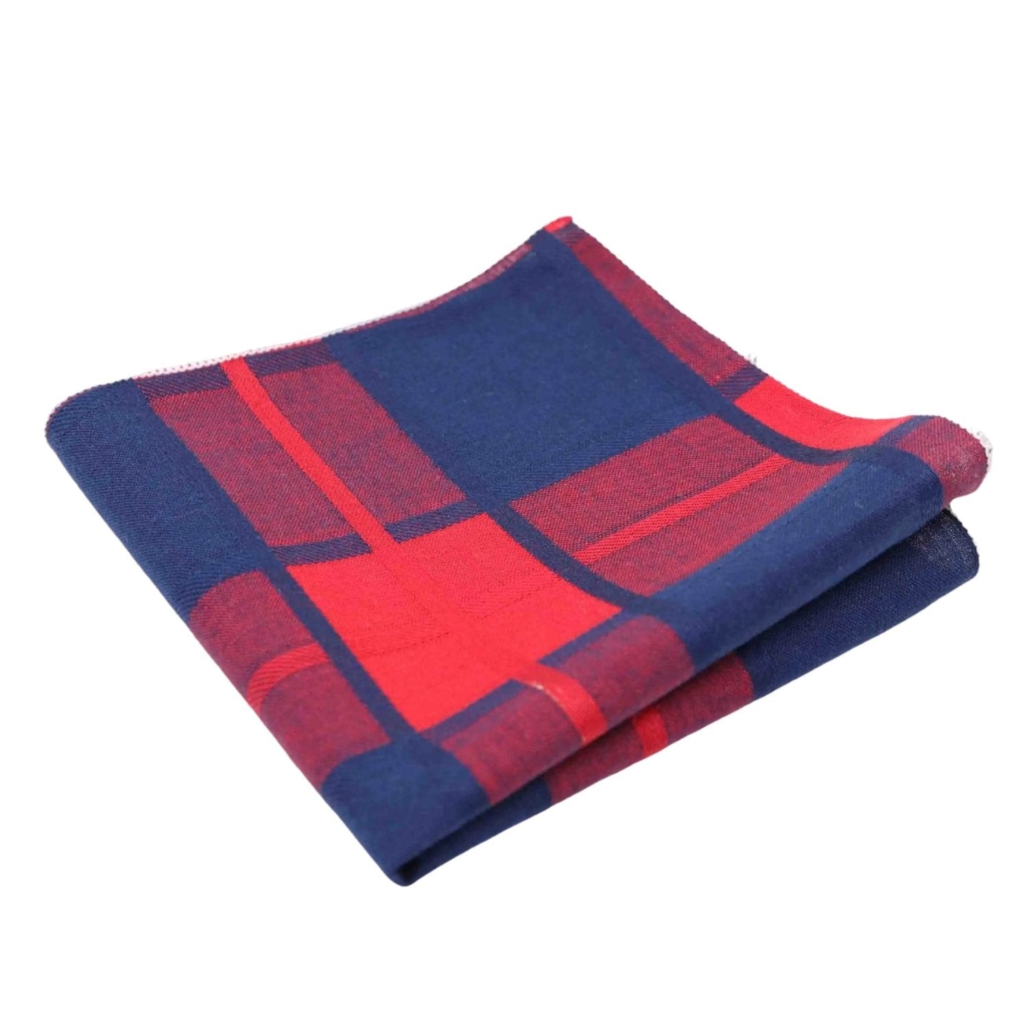 Navy Blue with Red Plaid Pocket Square