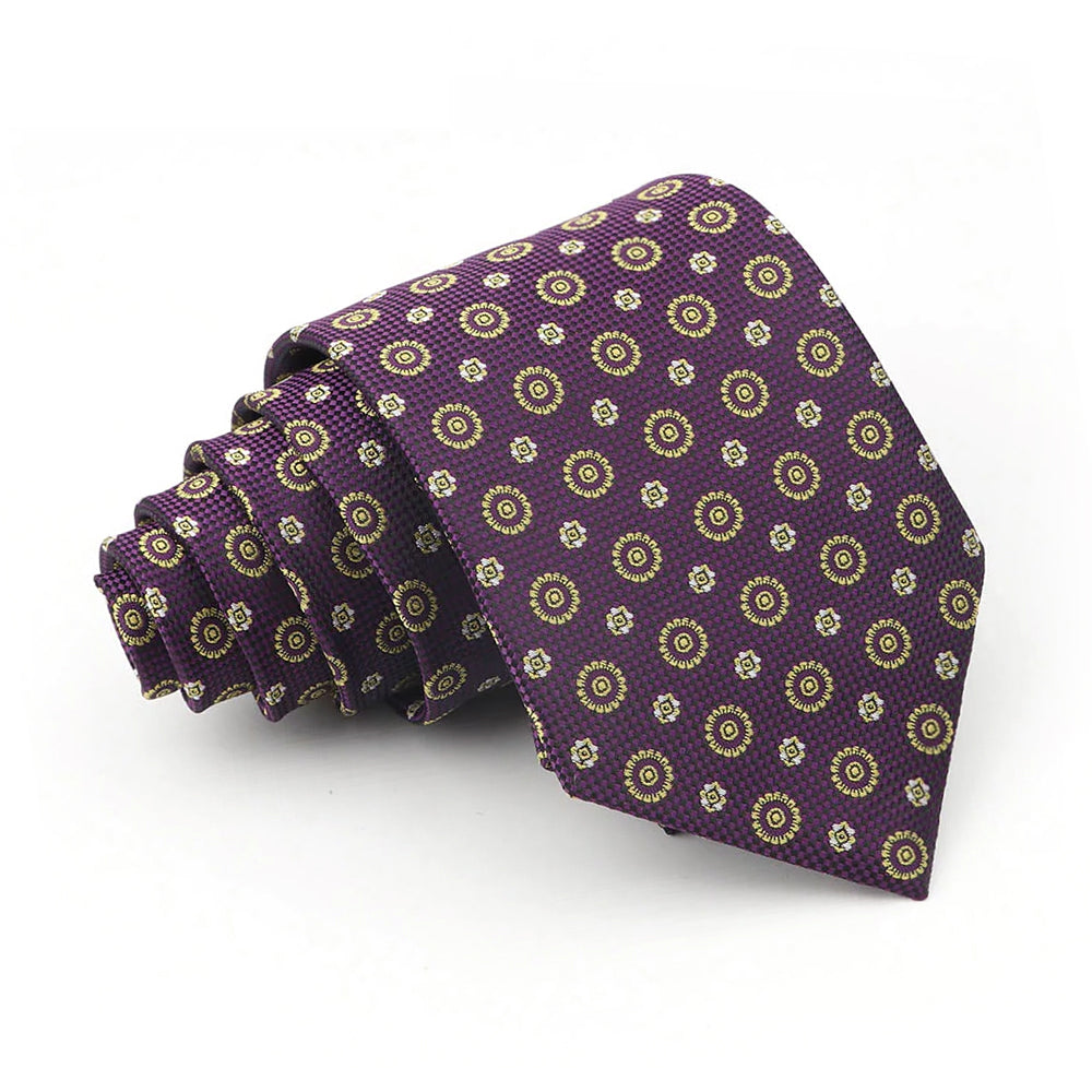 Purple Gold Pattern Woven Necktie