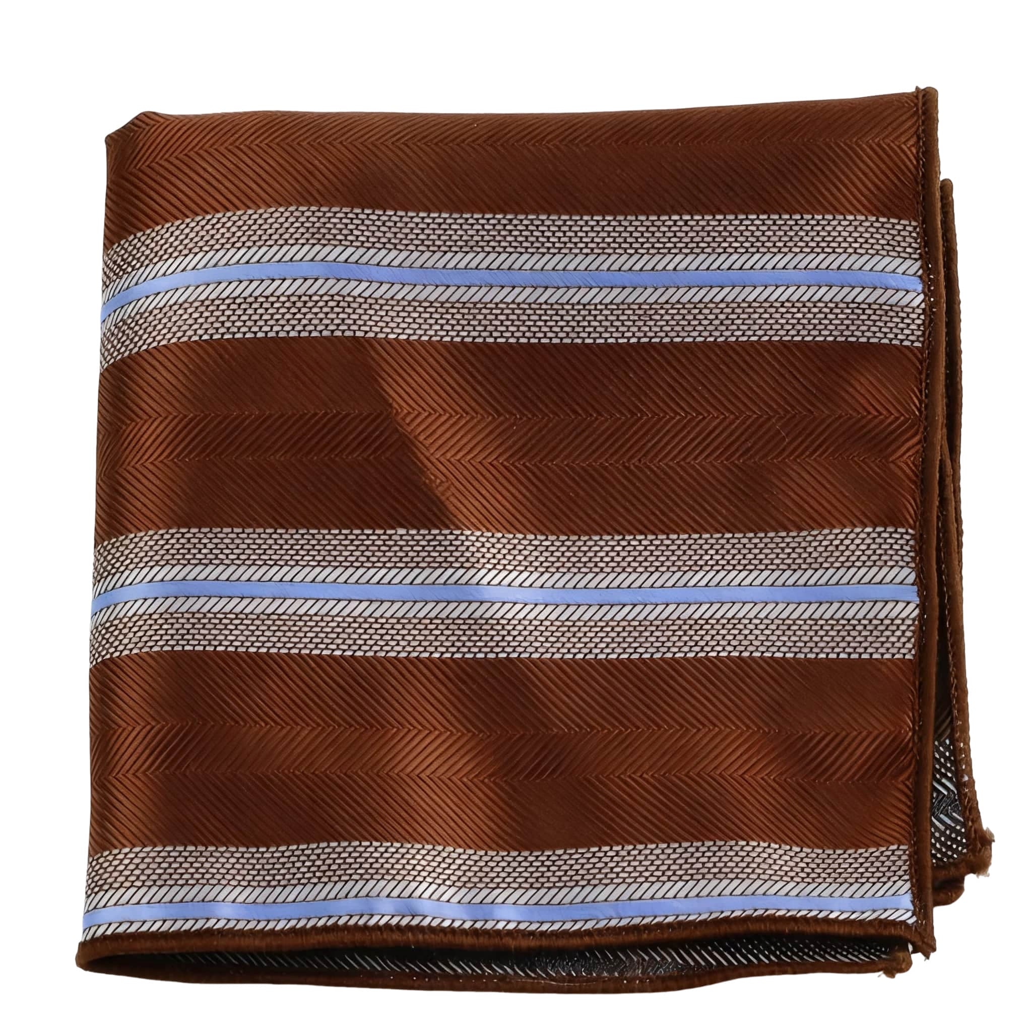 Brown Blue Striped Pocket Square
