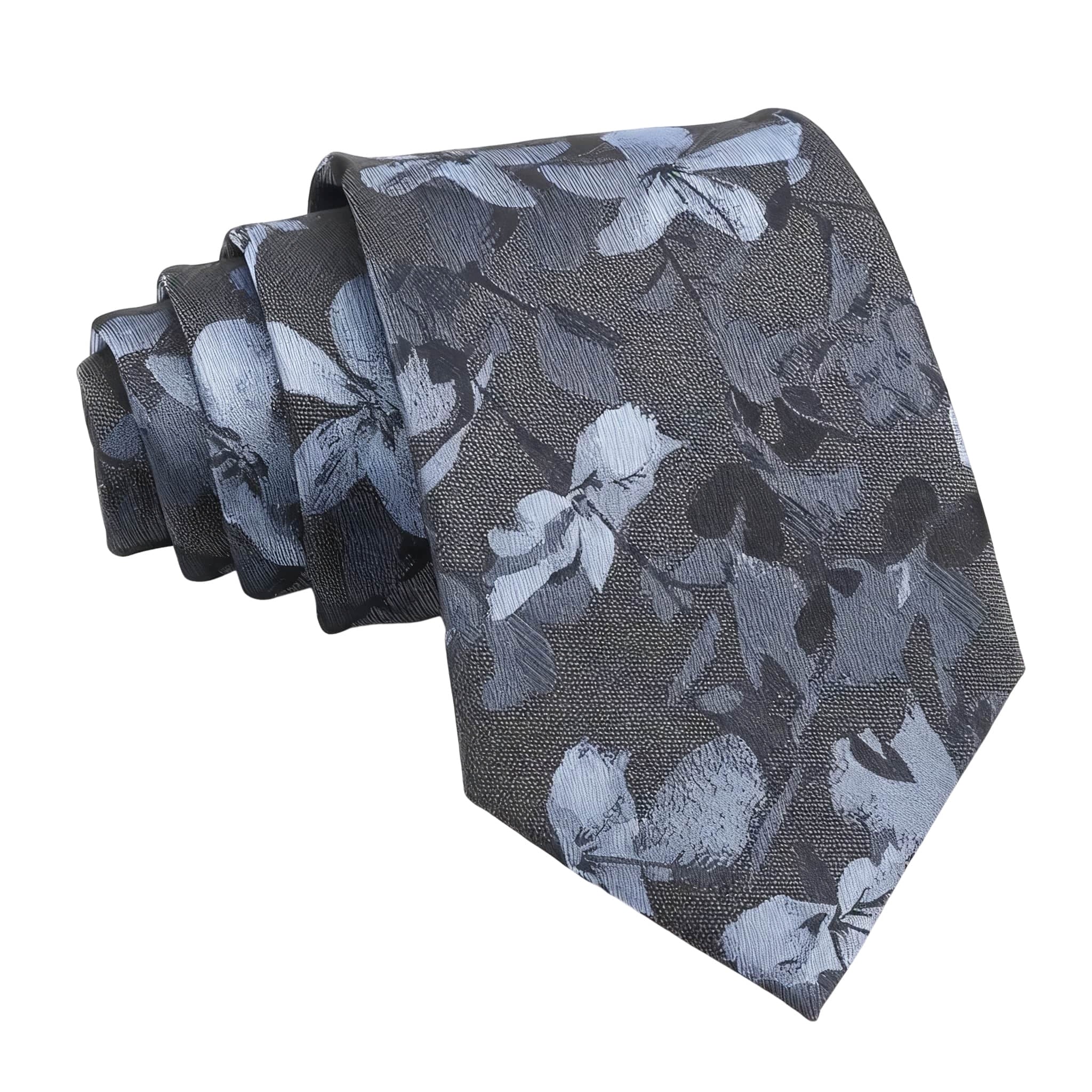Gray Blue Floral Necktie