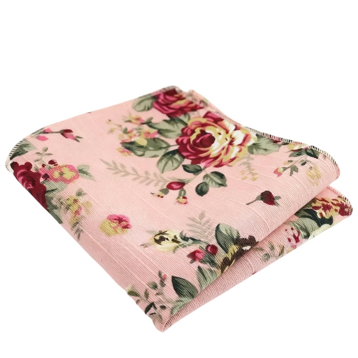 Pink With Red Floral Pocket Square