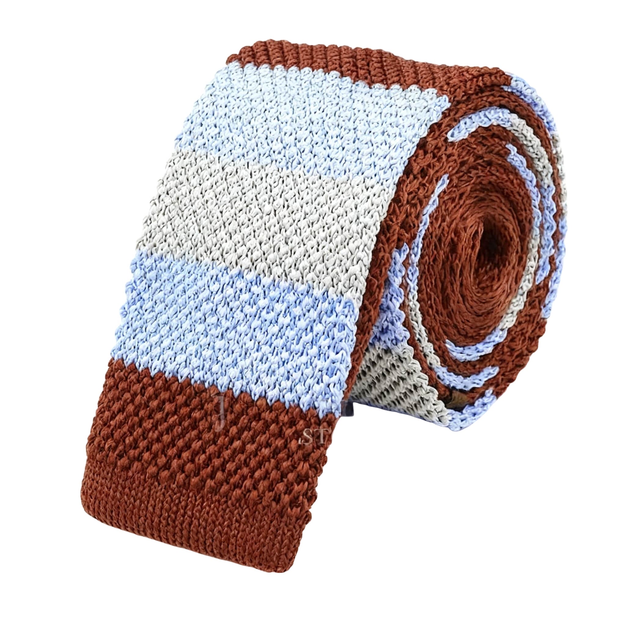 Brown Blue Striped Necktie