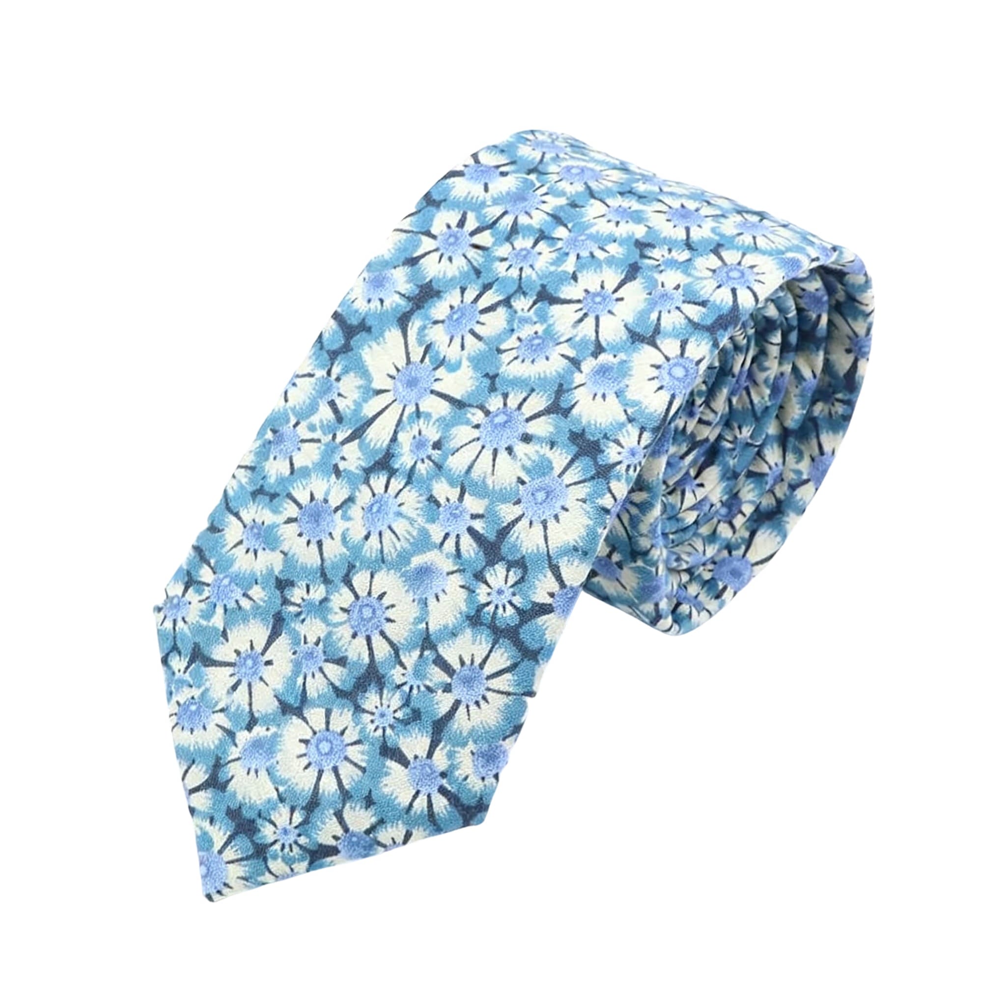 Blue White Floral Necktie