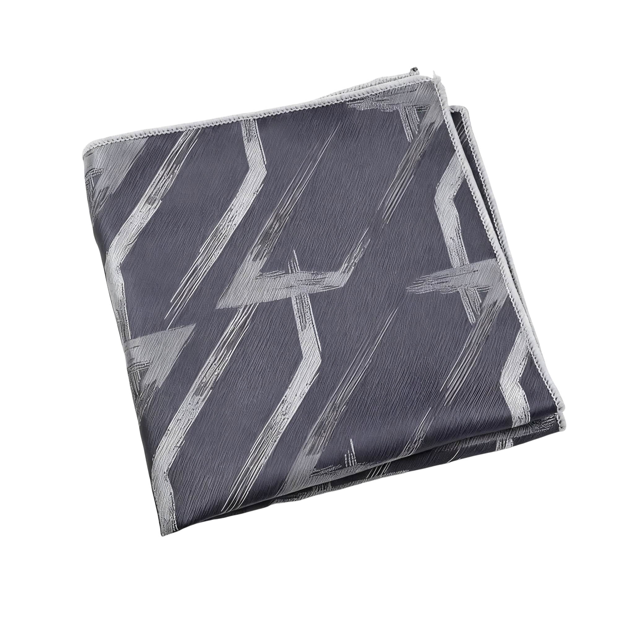 Gray Silver Geometric Pocket Square