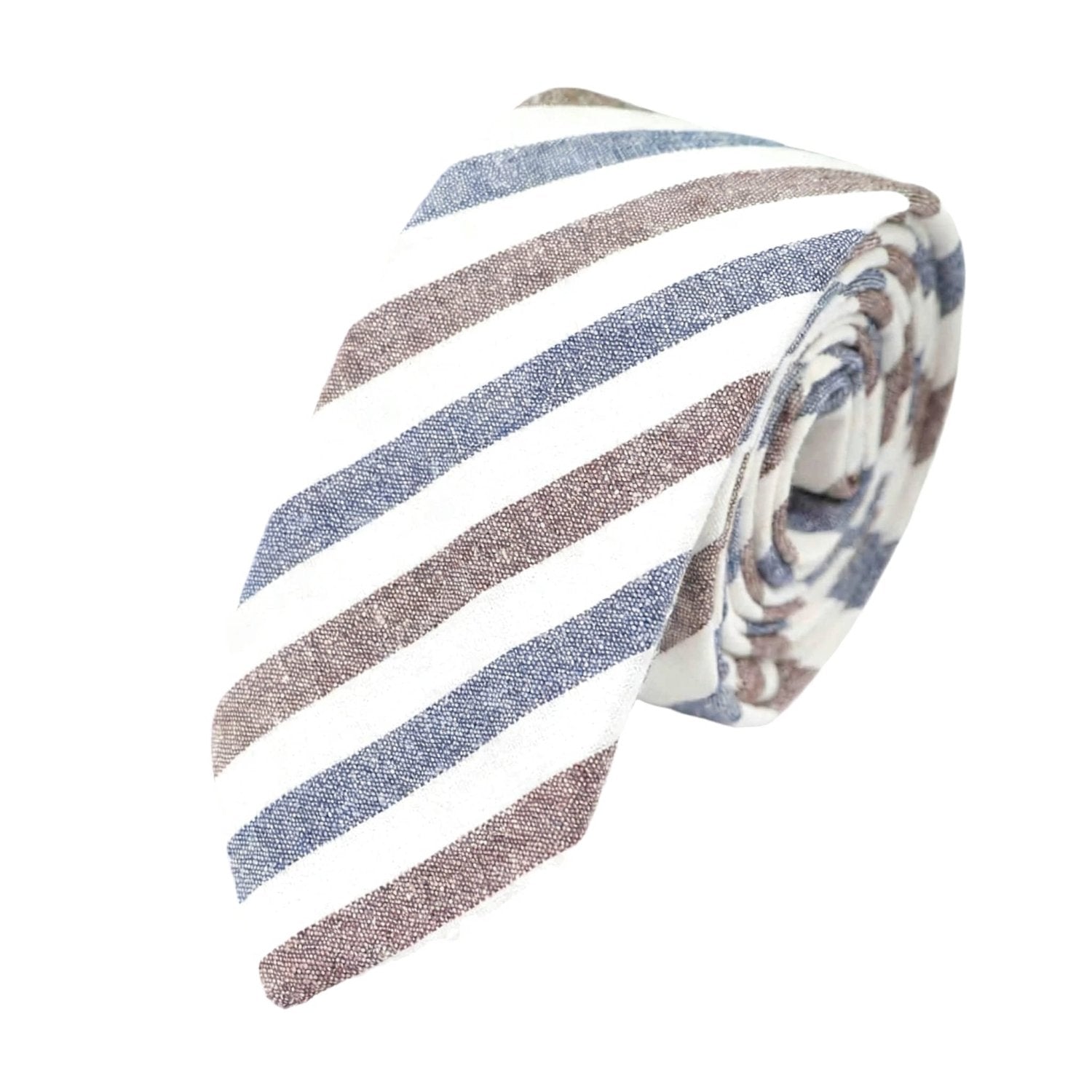 White Brown Striped Necktie