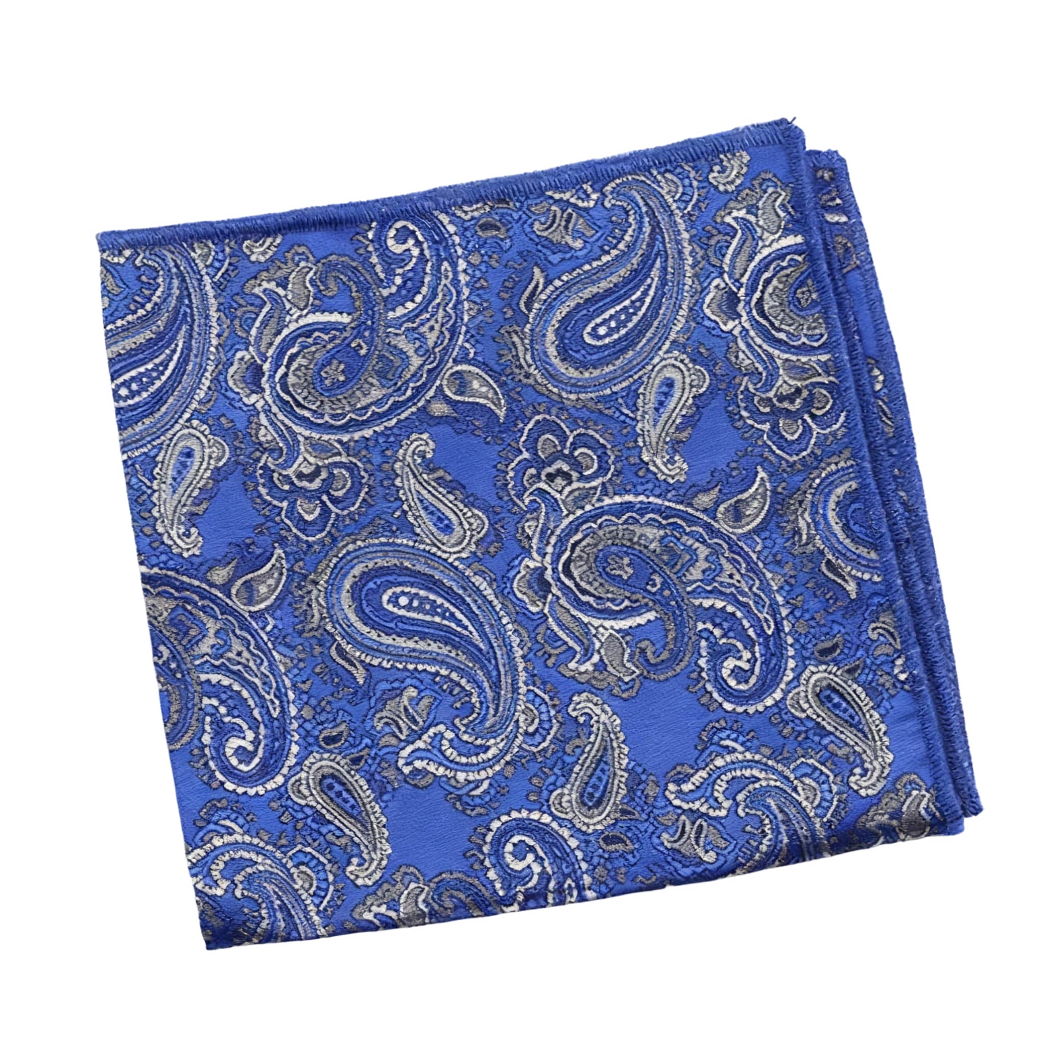 Blue White Paisley Pocket Square