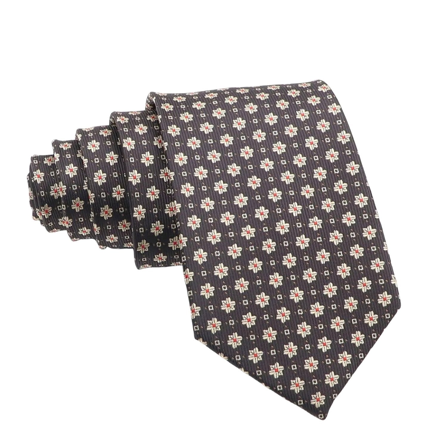 Dark Brown with White Check Necktie