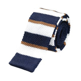 Navy White Gold Striped Knitted Tie