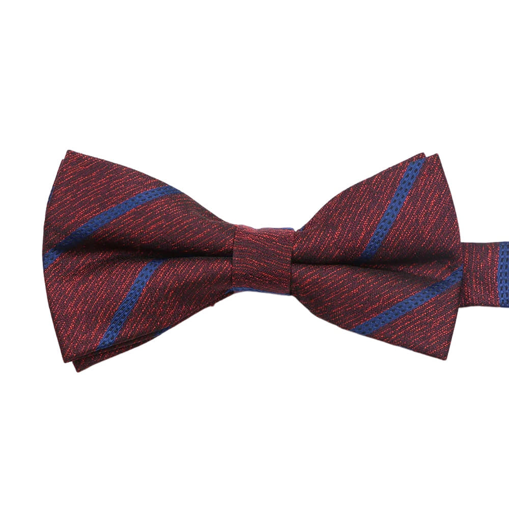 Burgundy Blue Striped Bowtie