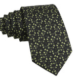Black Green Floral Necktie