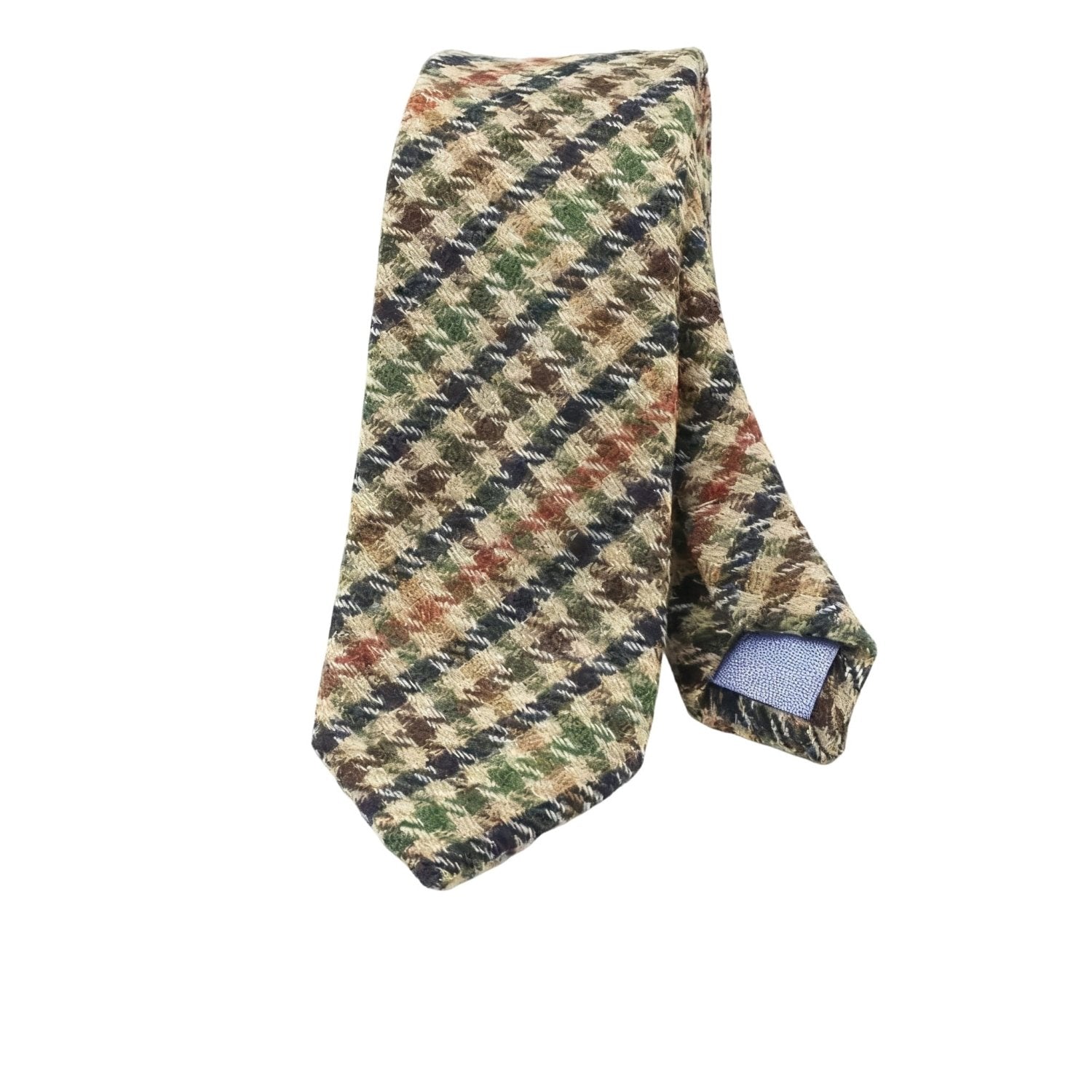 Beige With Navy Plaid Necktie