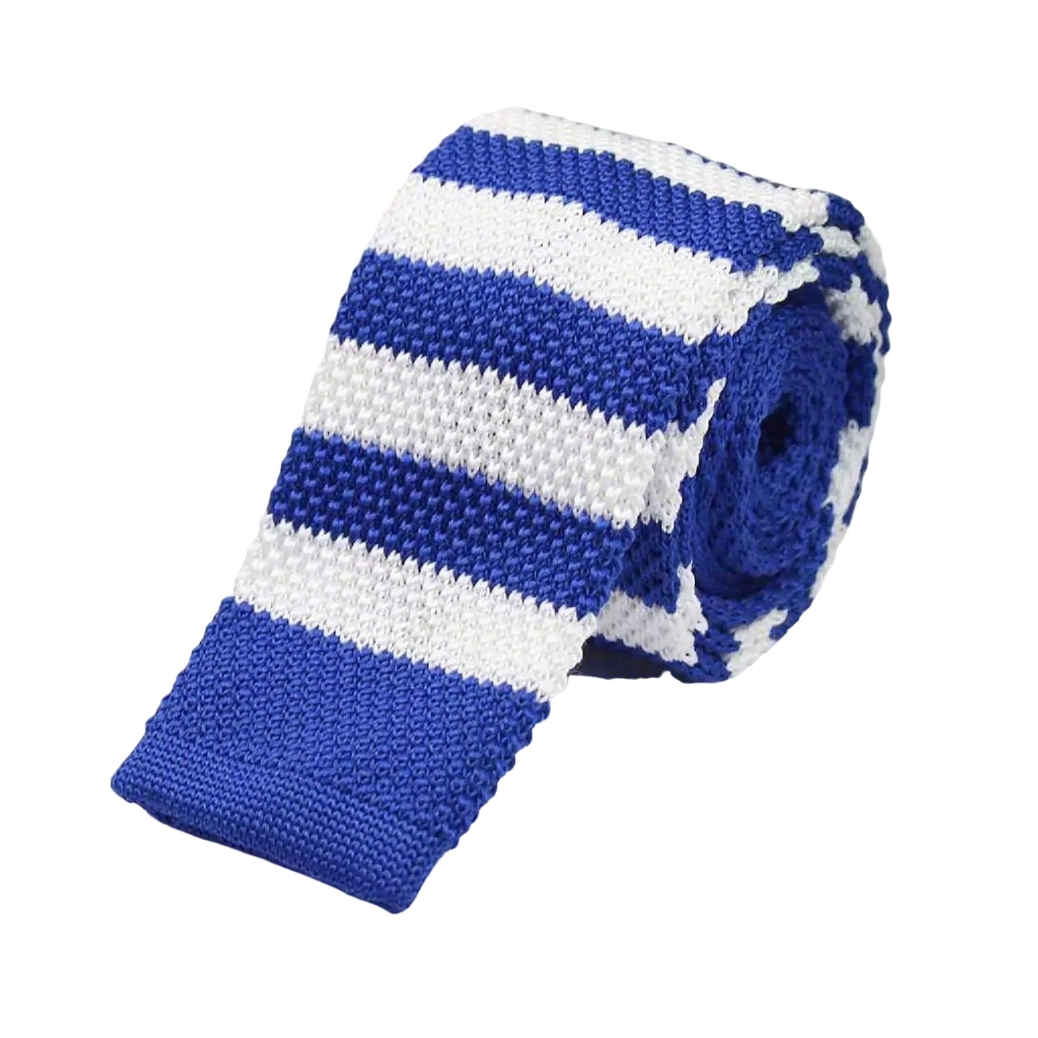 Blue White Stripe Knitted Necktie