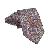 Navy Blue Orange Paisley Necktie