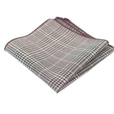 Beige Brown Plaid Pocket Square