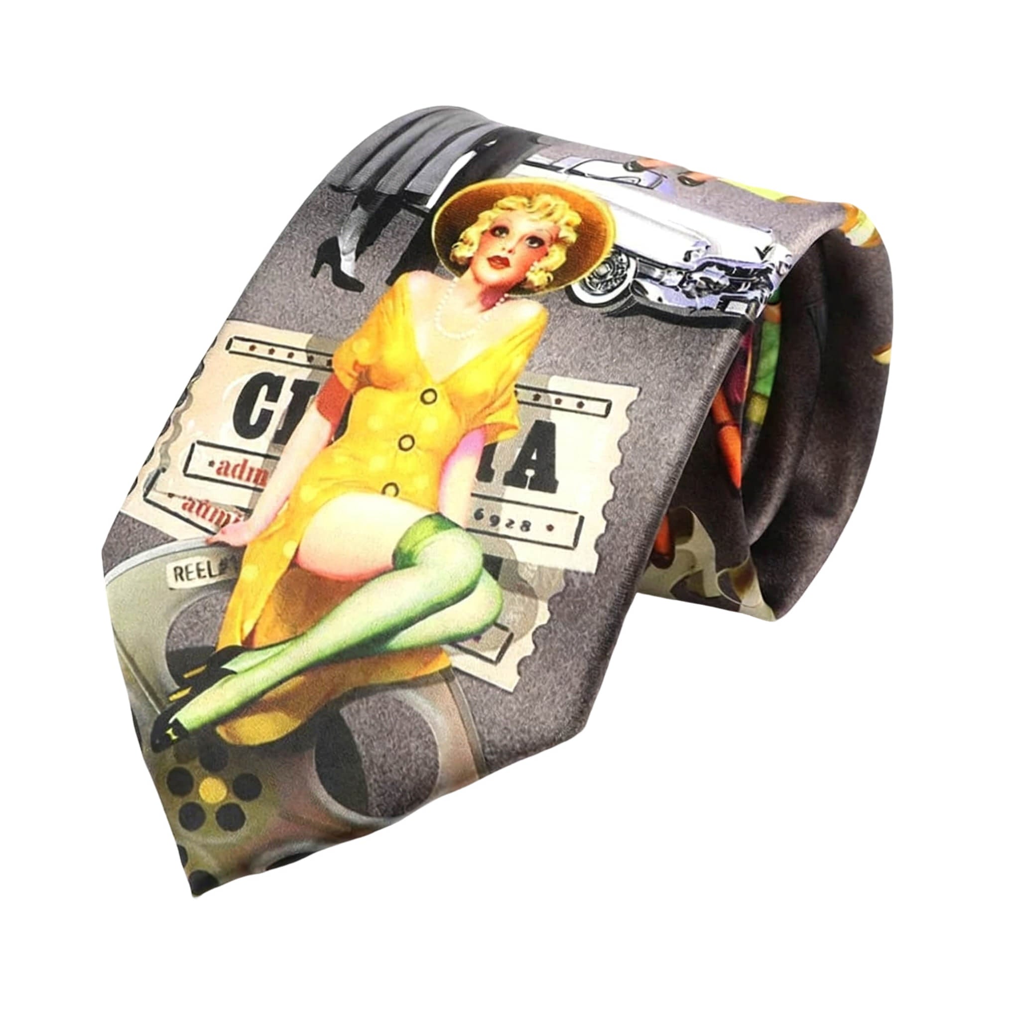 Gray Yellow Girl Necktie