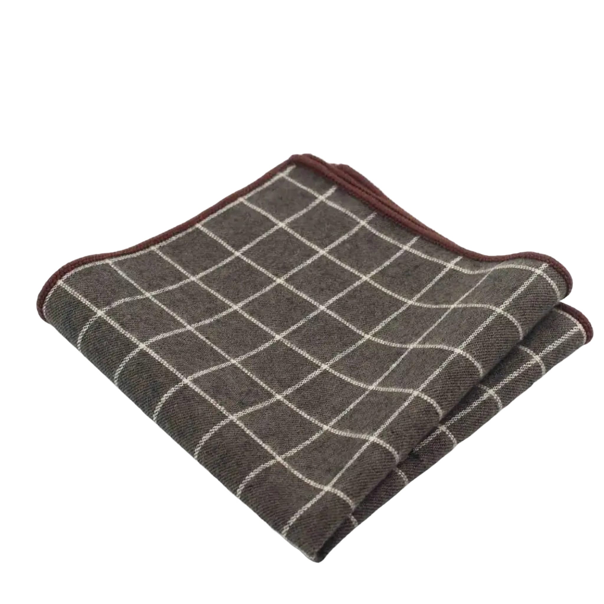 Brown White Plaid Pocket Square