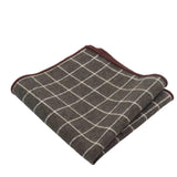 Brown White Plaid Pocket Square