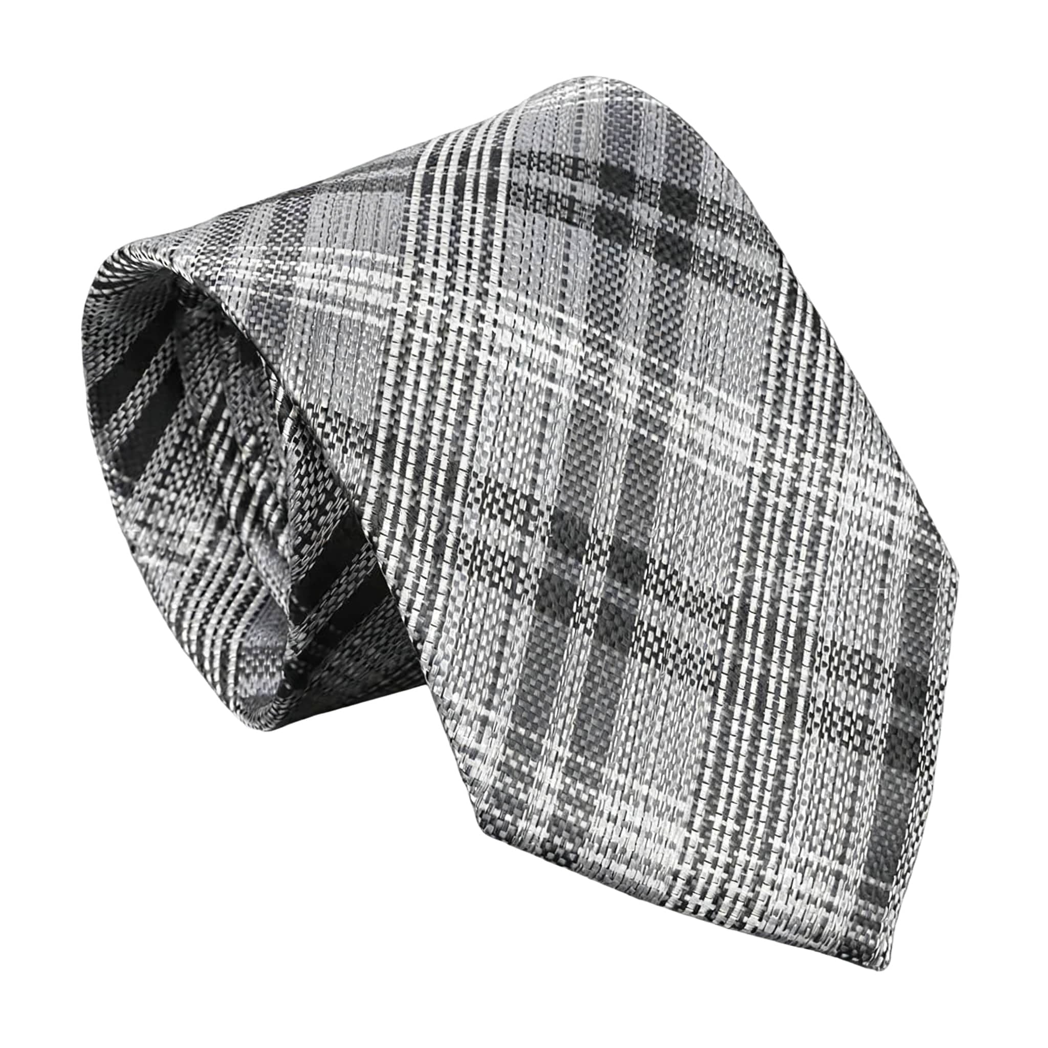 Gray Black Plaid Necktie