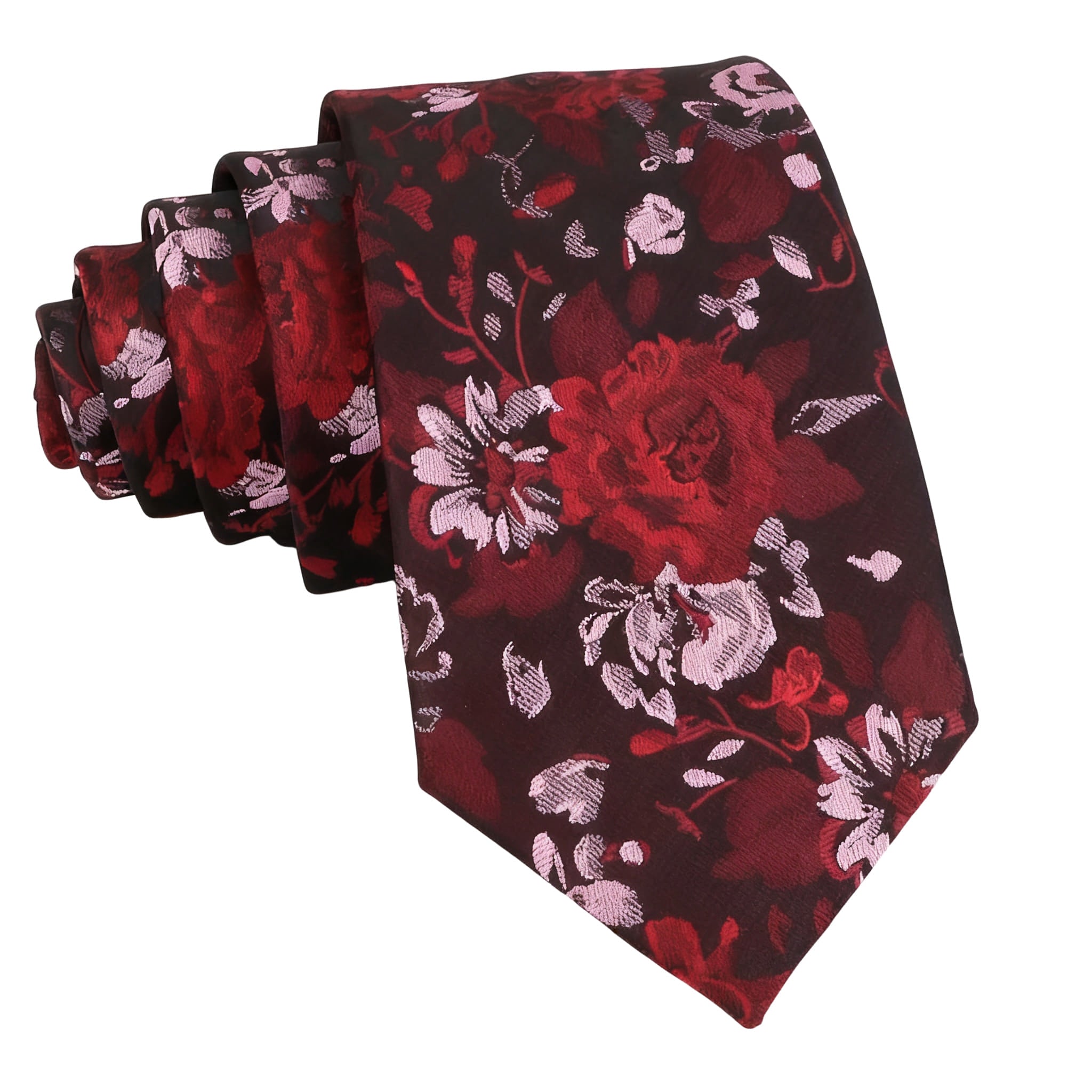 Black Red Floral Necktie