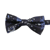 Black Blue Floral Bowtie