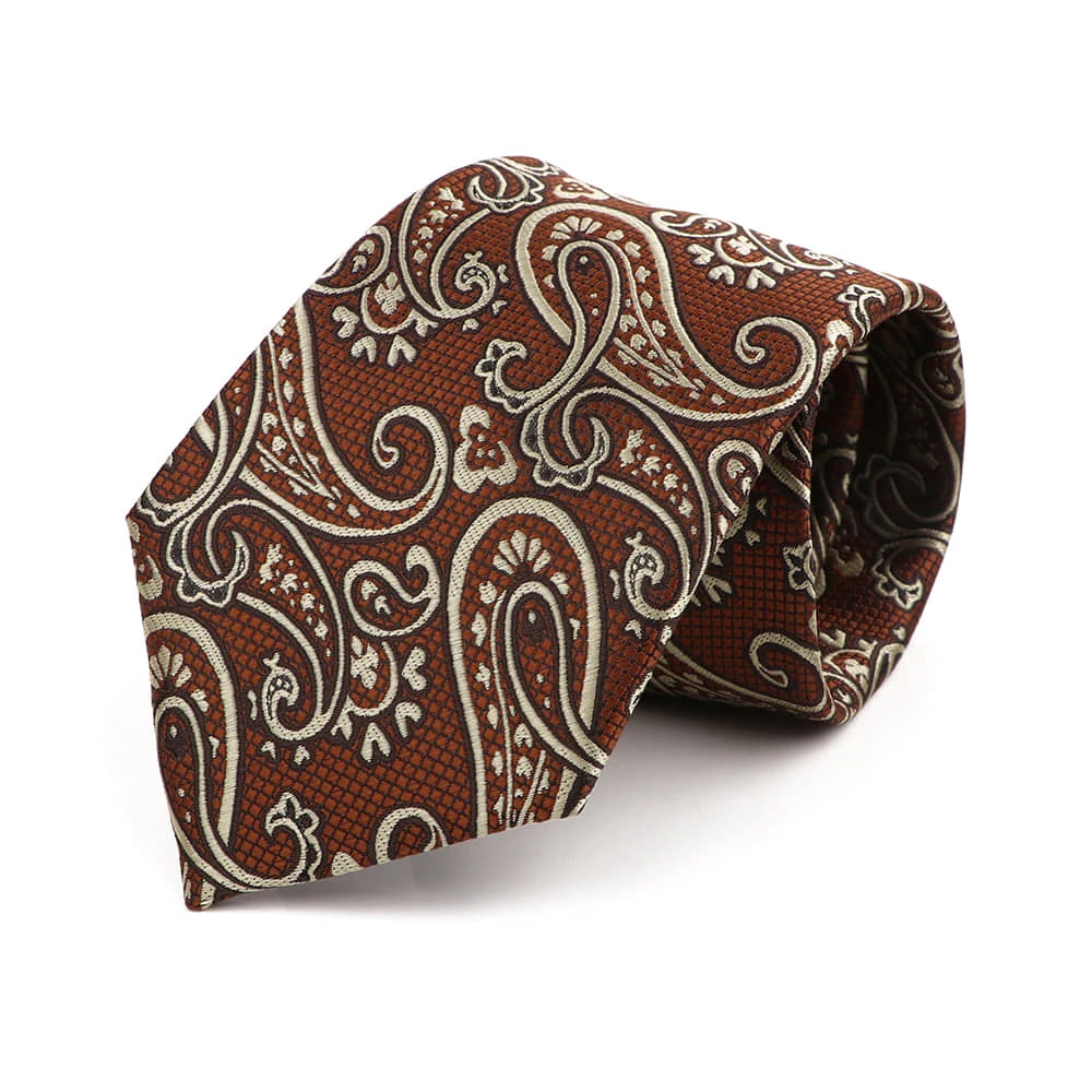 Brown Beige Paisley Necktie