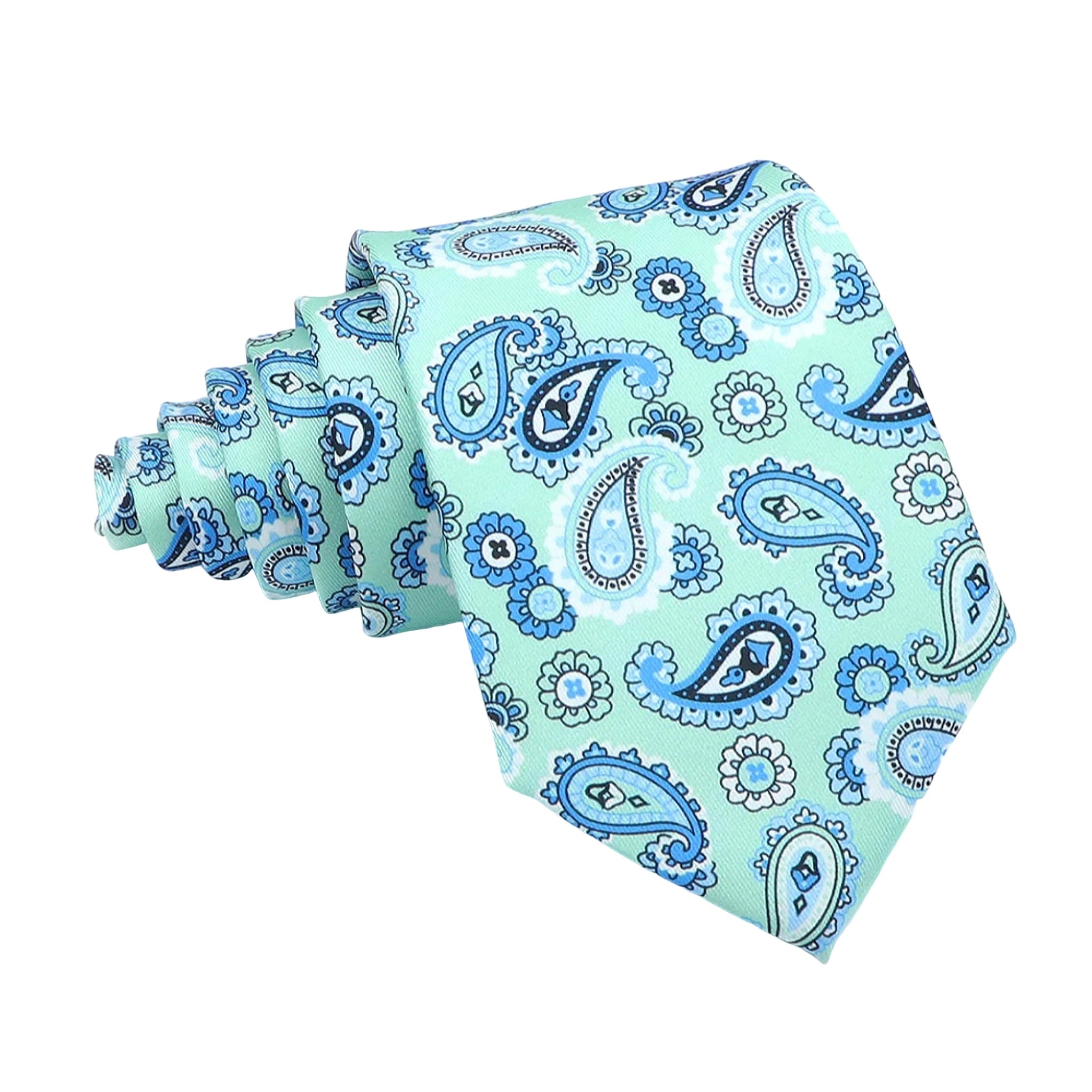 Mint Green Blue Paisley Necktie