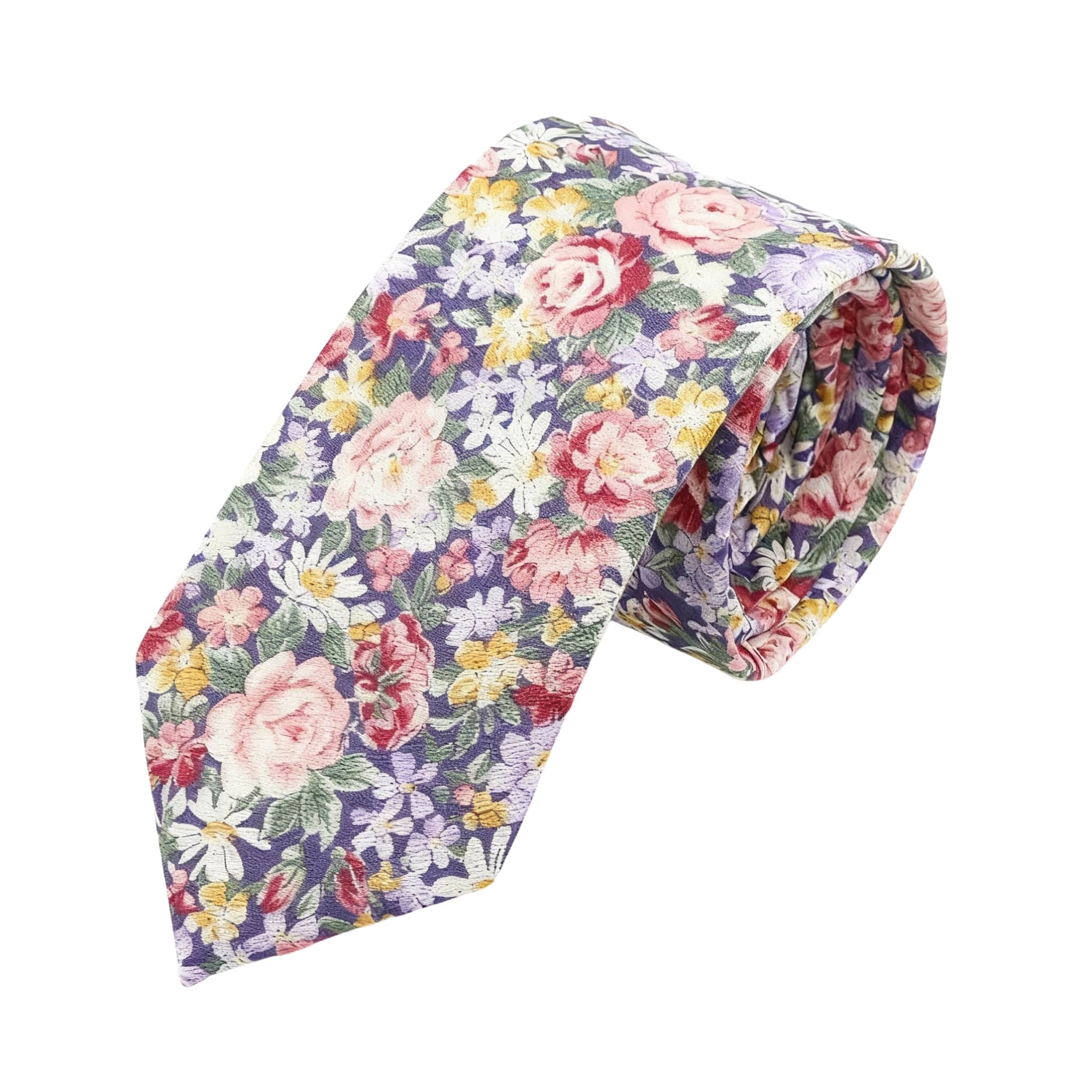 Purple Pink Floral Necktie
