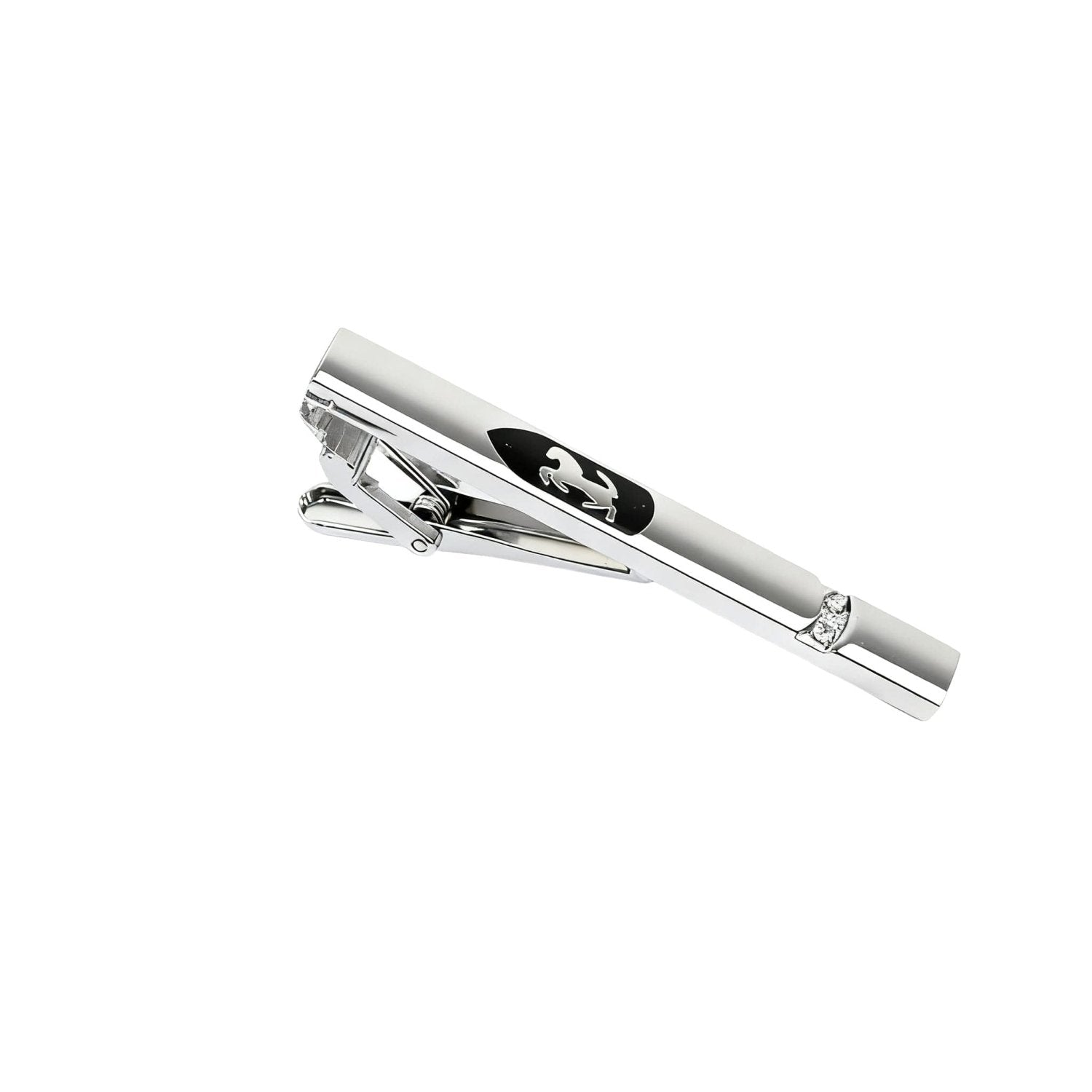 Silver with White Horse Tie Bar