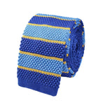Royal Blue Light Blue Gold Striped Knitted Tie