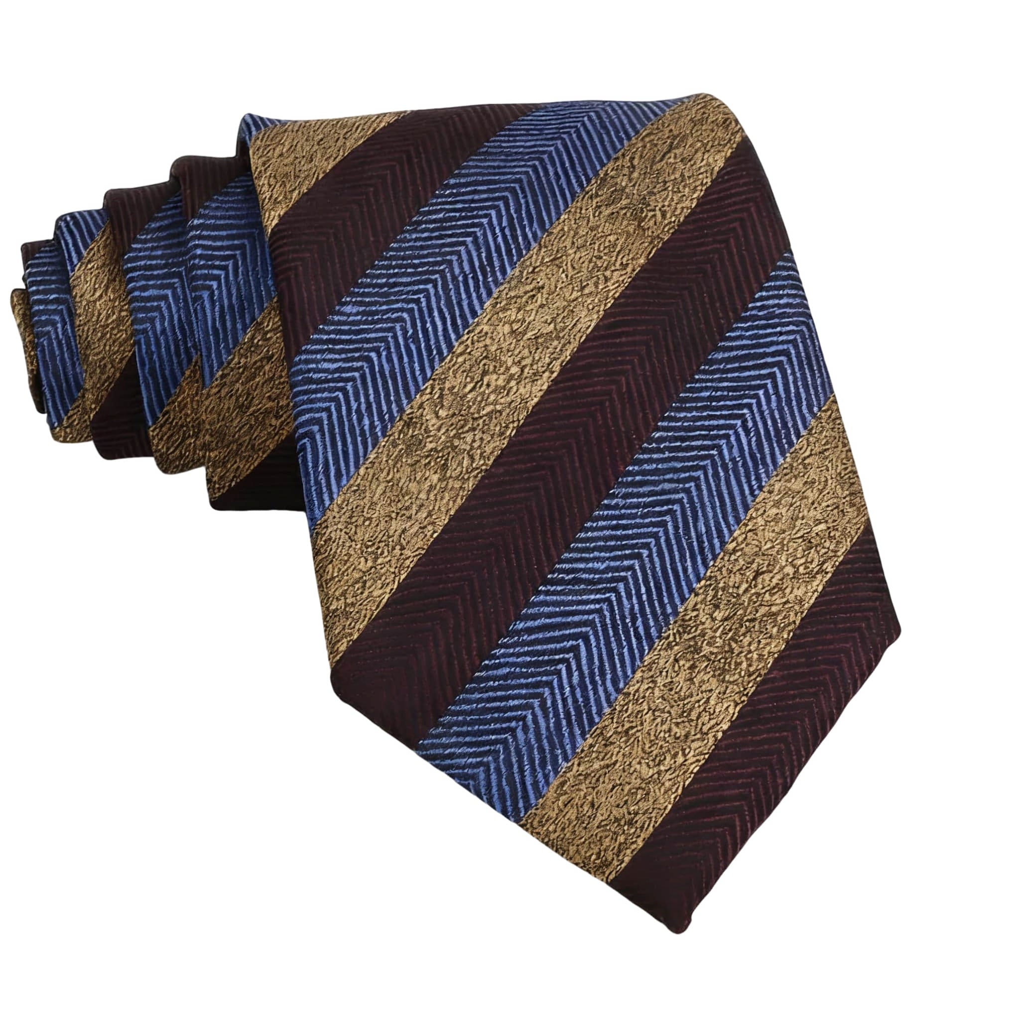 Burgundy Blue Striped Necktie